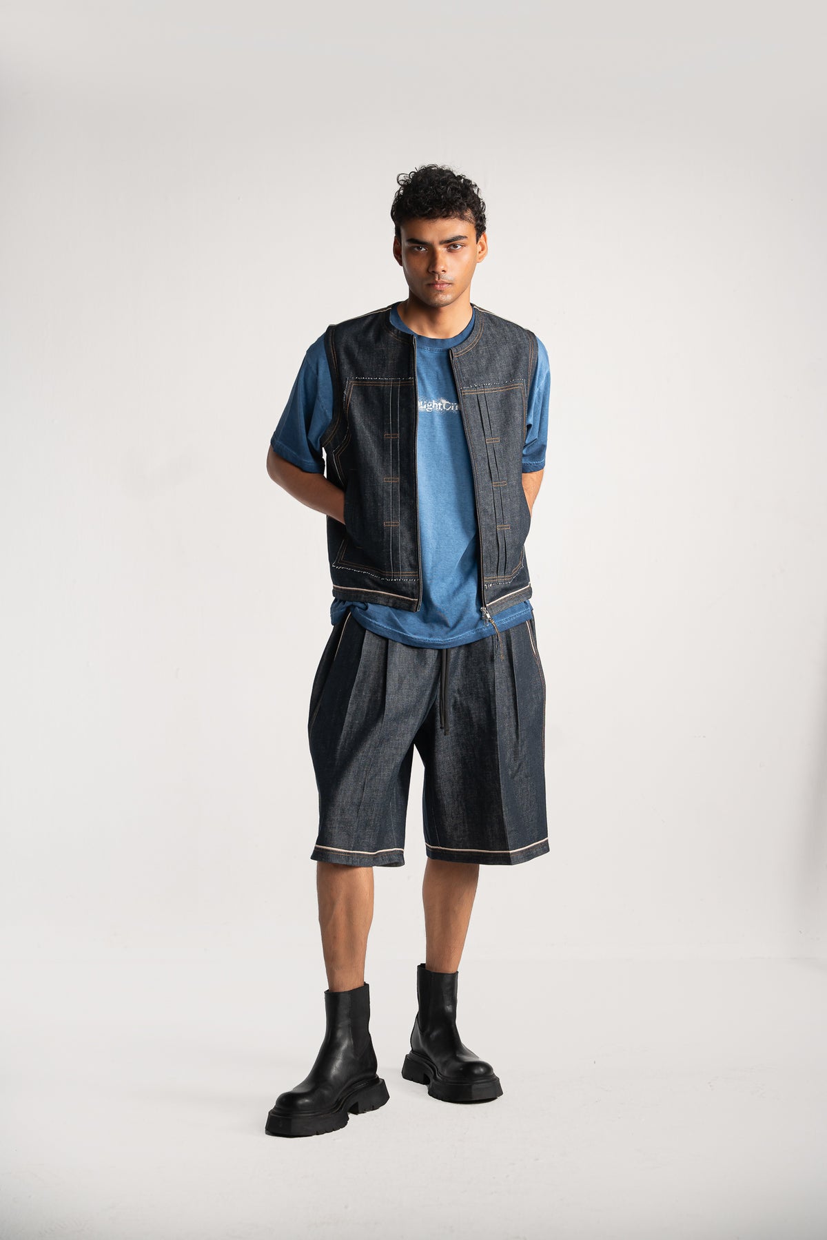 Selvedge Denim Pleated Shorts