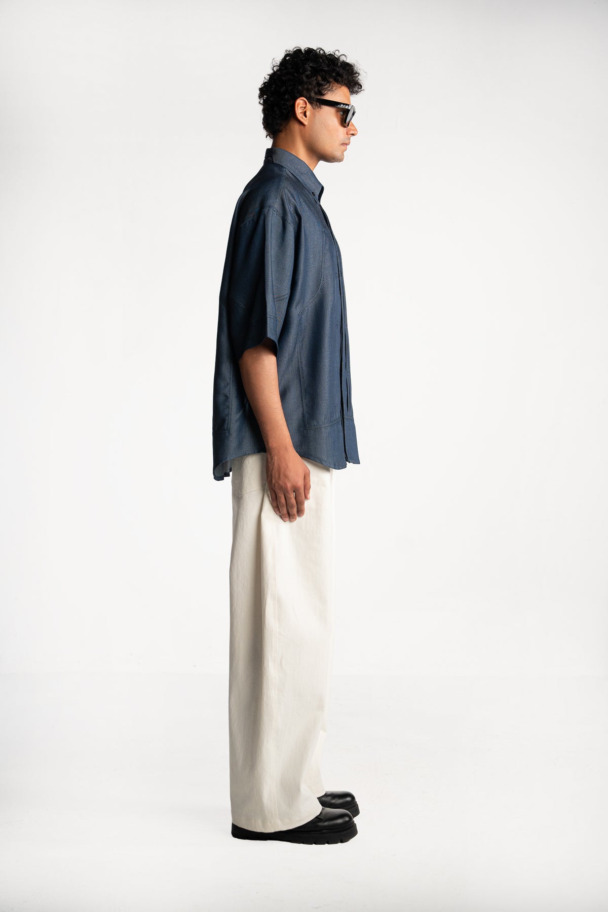 Pleated Denim Shirt