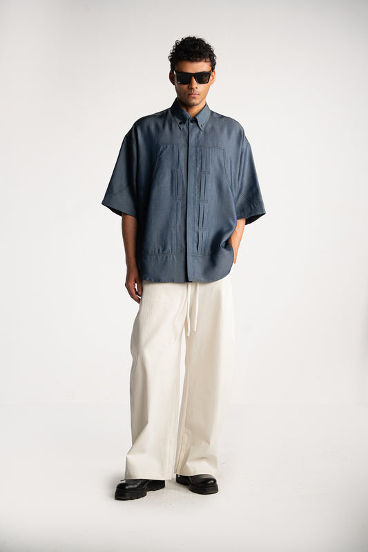 Pleated Denim Shirt