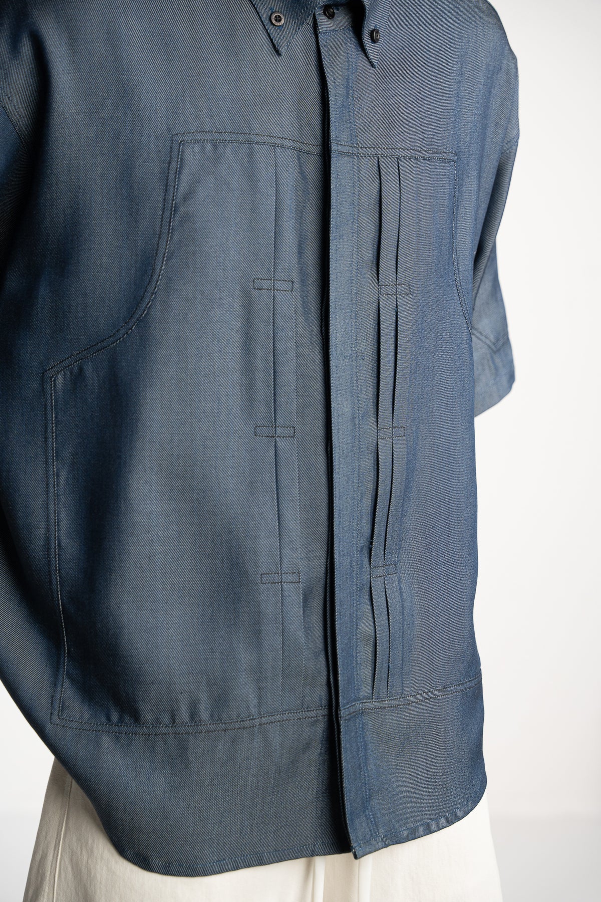 Pleated Denim Shirt