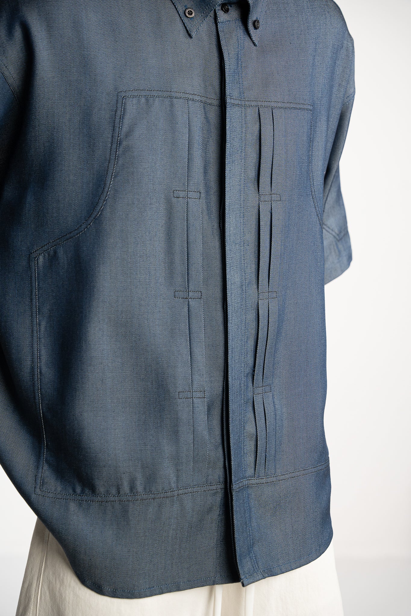 Pleated Denim Shirt