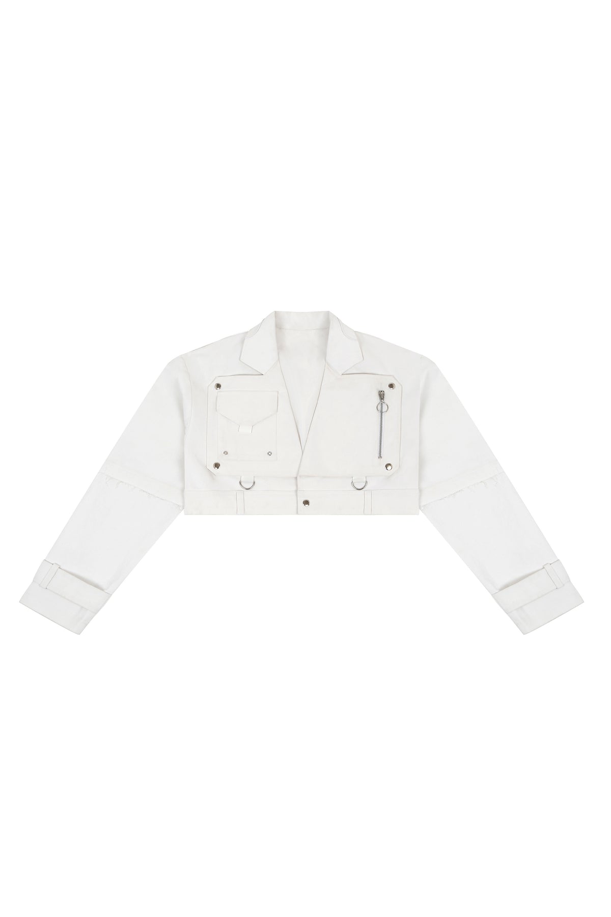 Cropped Denim Biker Jacket