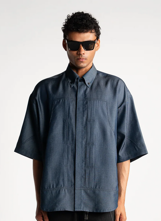 Pleated Denim Shirt